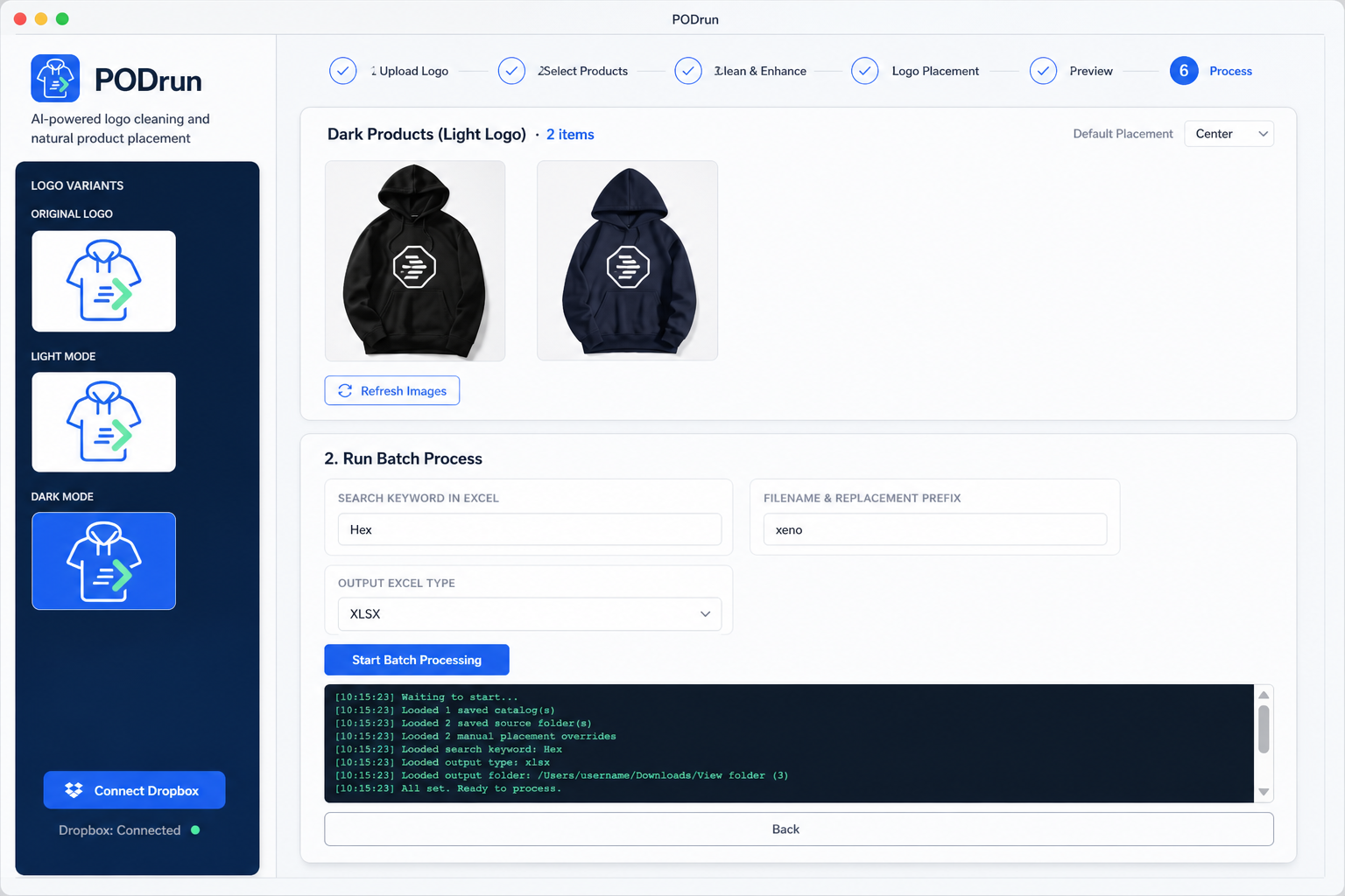 Batch progress compositing logos onto mockups