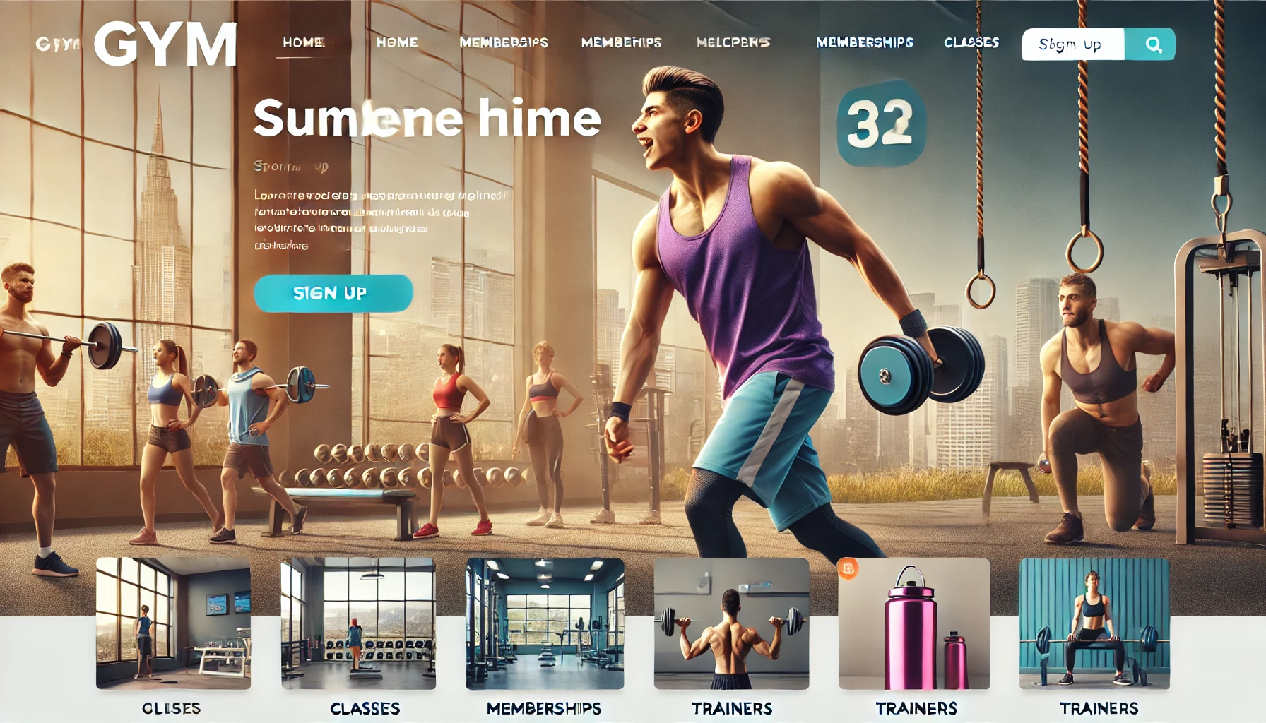 Gym website homepage showcasing engaging content and calls-to-action.
